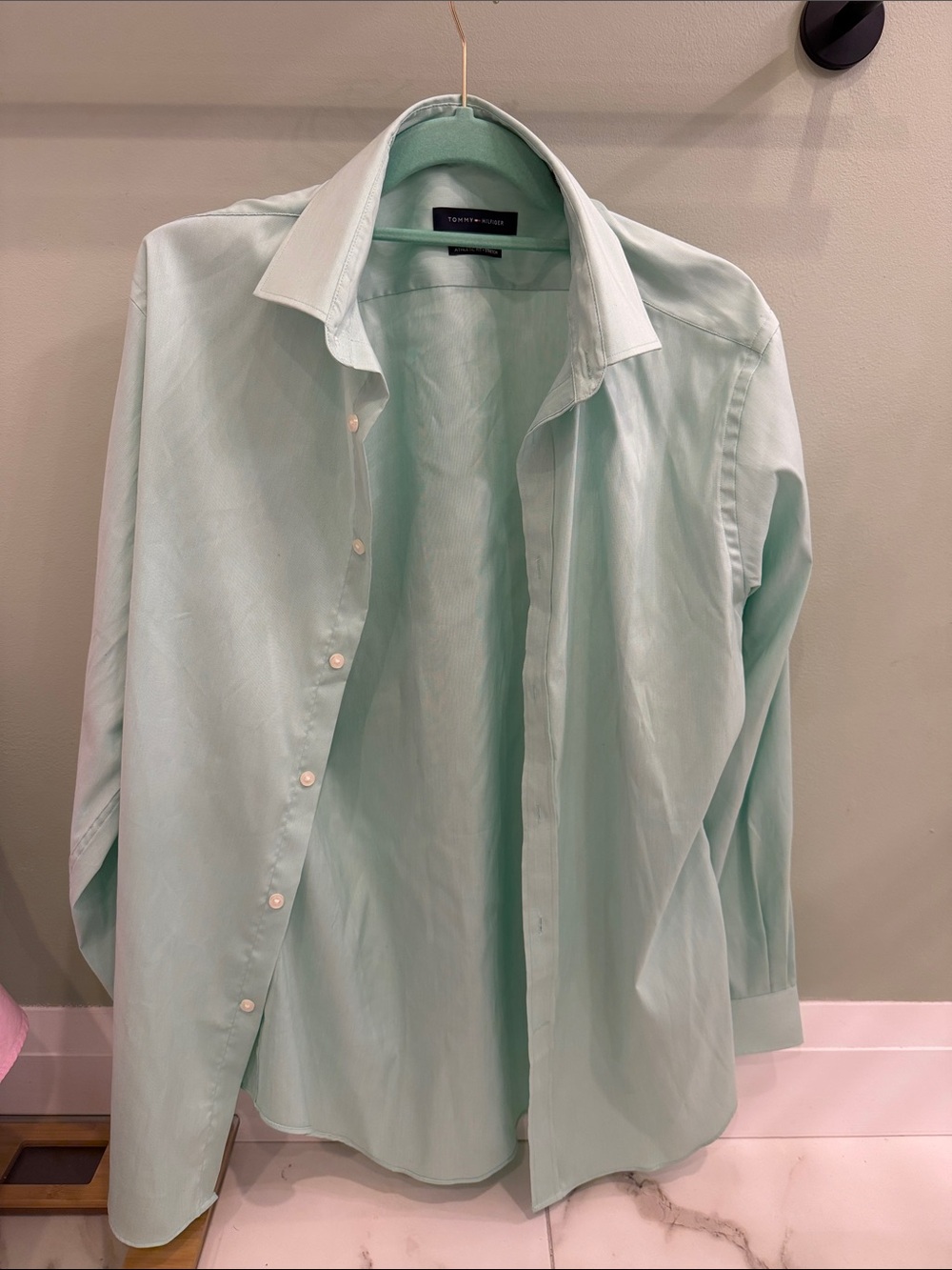 Tommy Hilfiger Light Mint Green Long-Sleeve Dress Shirt